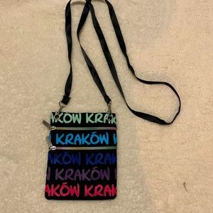 Robin Ruth black  Krakow Textile Adjustable Crossbody Bag